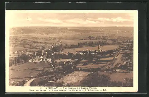 AK Vèzelay, Panorama de Saint-Père, vue prise de la Promenade du Chateau