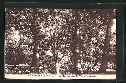 AK Arcy-sur-Cure, Les Terrasses vues de l`Entrèe des Grottes