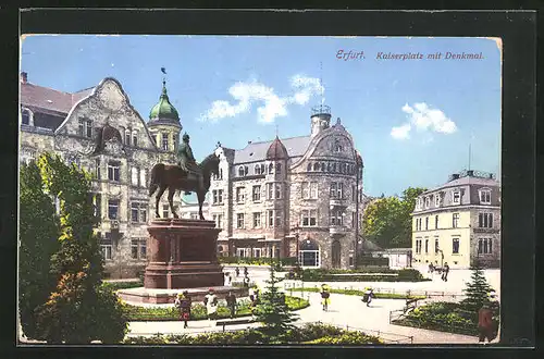 AK Erfurt, Kaiserplatz mit Denkmal