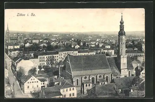 AK Zittau in Sa., Gesamtansicht aus der Vogelschau