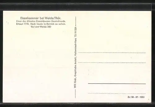 AK Weida in Thür., Inneres vom Eisenhammer