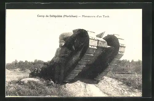 AK Camp de Coetquidan -Manoeuvre d`un Tank, französischer Panzer