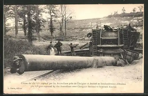 AK Canon de 380 mm capturè par les Australiens près de Chuignes et destinè au bombardement d`Amiens, Artillerie