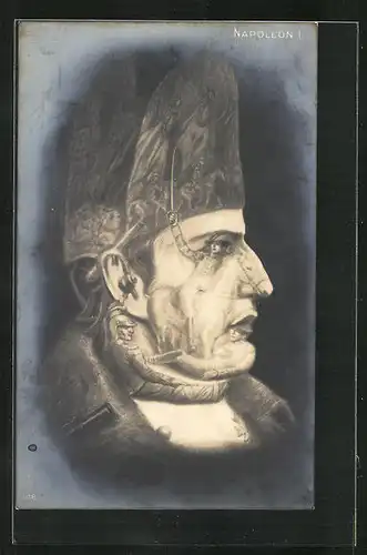 AK Metamorphose Napoleon I. im Profil