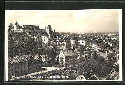 AK Füssen i. bayr. Allgäu, Blick v. d. Hindenburghöhe