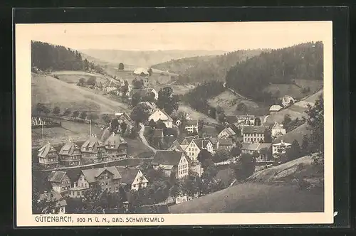 AK Gütenbach / Schwarzwald, Panoramablick vom Berg