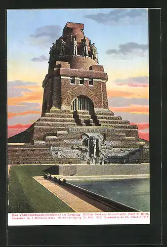 AK Leipzig, Völkerschlachtdenkmal von der Wasserseite gesehen