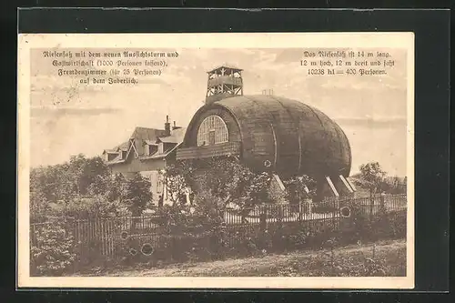 AK Langenbruck, Riesenfass mit neuem Aussichtsturm