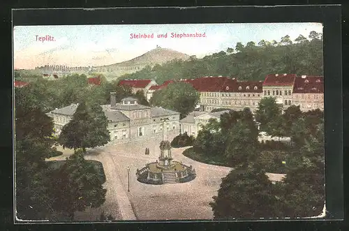 AK Teplitz Schönau / Teplice, Steinbad und Stephansbad