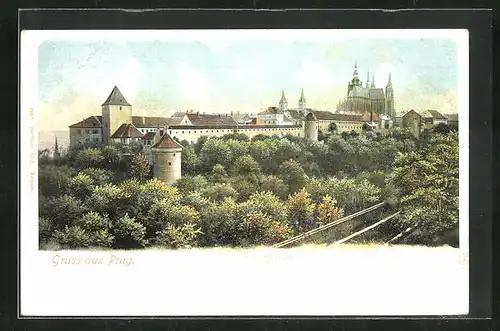 AK Prag / Praha, Hirschgraben mit Schloss und Kirche