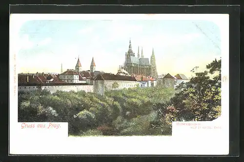 AK Prag / Praha, Hirschgraben mit Dom St. Veit
