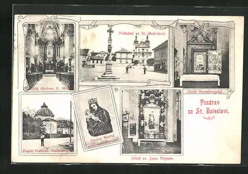 AK St. Boleslavi, Oltár sv. Jana Nepom., Námestí ye St. Boleslavi, Oltár Sternbergský