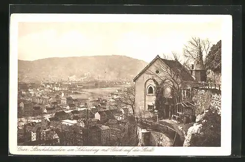 AK Graz, Starckehäuschen am Schlossberg mit Blick auf die Stadt