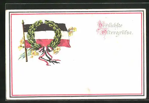 AK Kriegsostern, Reichsfahne mit Kranz