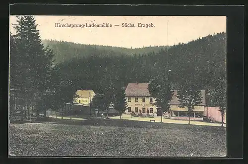 AK Hirschsprung /sächs. Schweiz, Blick zum Gasthaus Zur Ladenmühle