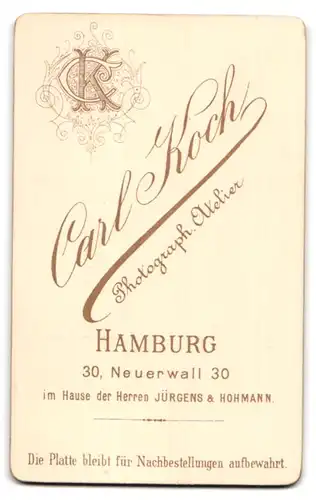 Fotografie Carl Koch, Hamburg, Neuerwall 30, Portrait bildschönes Mädchen in gerüschtem Kleid