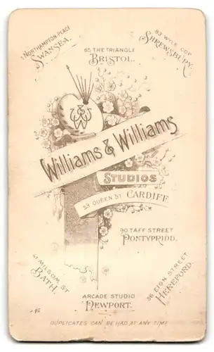 Fotografie Williams & Williams, Cardiff, 53 Queen Street, Frau in plissiertem Kleid