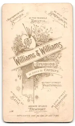 Fotografie Williams & Williams, Cardiff, 53 Queen Street, Portrait Ältere Dame in gepufftem Kleid