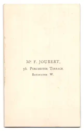 Fotografie F. Joubert, Bayswater, 36, Porchester Terrace, Portrait Älterer Herr im Anzug