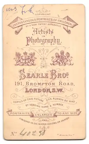 Fotografie Searle Bros., London, 191, Brompton Road, Portrait Ältere Frau mit Hochsteckfrisur im Kleid