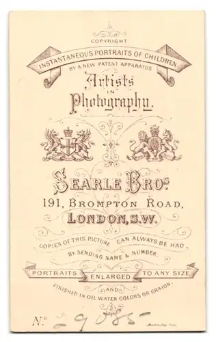 Fotografie Searle Bros., London, 191, Brompton Road, Portrait Dame in hochgeknöpftem Kleid