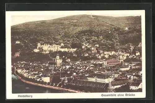 AK Heidelberg, Gesamtansicht ohne Brücke