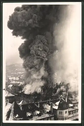 Fotografie Hommel, Ansicht Stuttgart, Brand des Schlosses, Schlossbrand