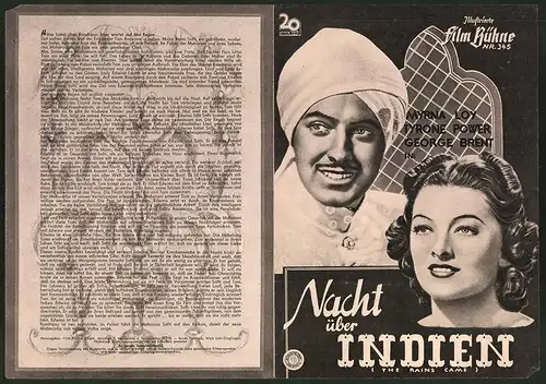 Filmprogramm IFB Nr. 345, Nacht über Indien, Myrna Loy, Tyrone Power, Regie: Clarence Brown