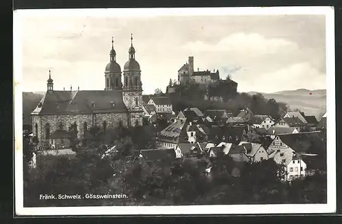 AK Gössweinstein / Fränk. Schweiz, Teilansicht mit Kirche und Schloss