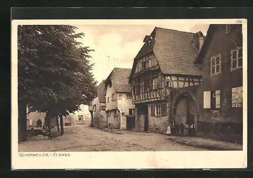 AK Scherweiler, Strassenpartie mit Fachwerkhaus