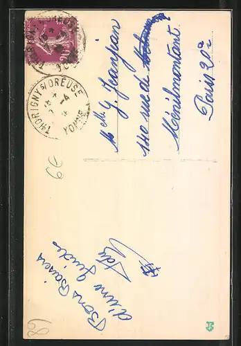 AK Thorigny-sur-Oreuse, L`Eglise et la source de l`Oreuse