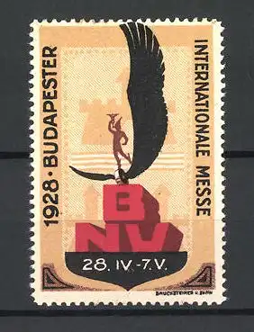 Reklamemarke Budapest, Internationale Messe 1928, Messelogo Hermes auf Buchstaben