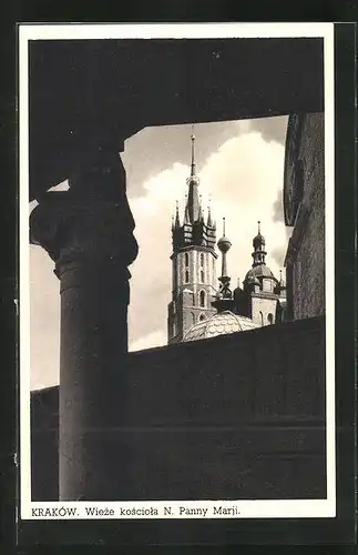 AK Krakau-Krakow, Wieze kosciola N. Panny Marji