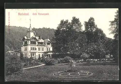 AK Karlsbad, Café Kaiserpark