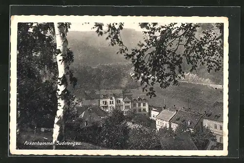 AK Pirkenhammer /Sudetengau, Ortspartie mit Baum