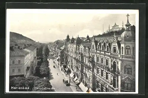 AK Marienbad, Hauptstrasse mit Geschäften