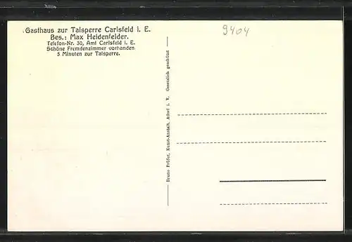 AK Carlsfeld i. E., Gasthaus Talsperre