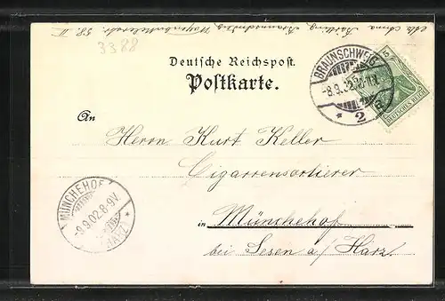 Künstler-AK Bad Harzburg, Ortspartie mit zwei Frauen, Fontäne