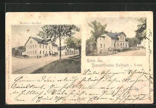 AK Hallbach i. Erzgeb., Seifert`s Gasthof, Mehrfachansicht