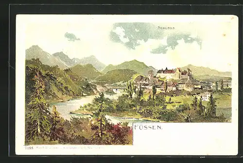 Lithographie Füssen, Schloss