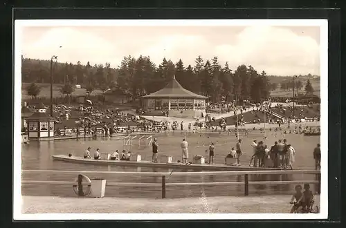 AK Brunn b. Auerbach, Schönstes Freibad Sachsens, Badebetrieb