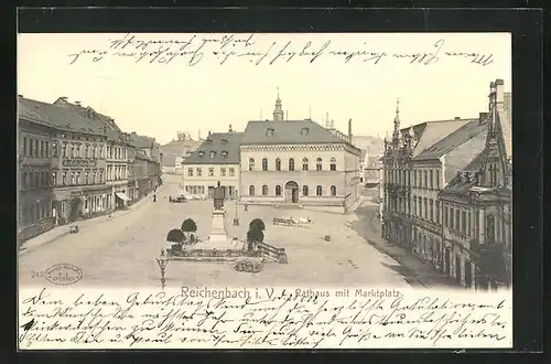 AK Reichenbach i. V., Rathaus mit Marktplatz