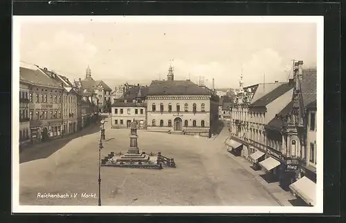 AK Reichenbach i. V., Markt mit Rathaus