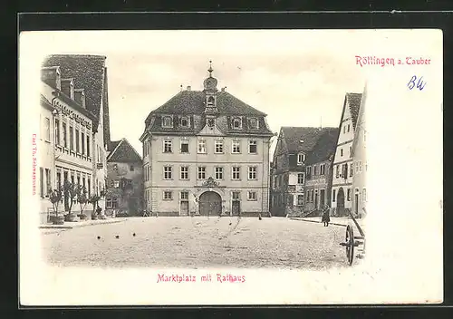 AK Röttingen a. Tauber, Marktplatz mit Rathaus