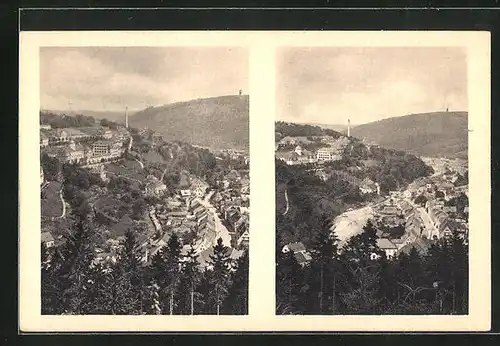 AK Bad Gottleuba, der Flusslauf vor und nach dem Unwetter am 8. /9. Juli 1927