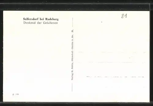 AK Seifersdorf, Denkmal der Gefallenen