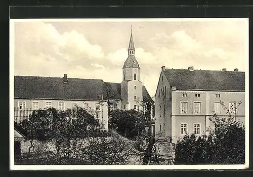 AK Seifersdorf, Kirche mit Schule und Pfarre