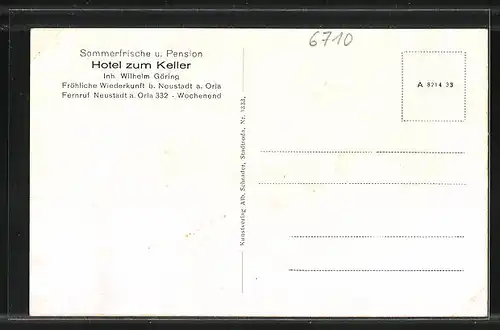 AK Neustadt / Orla, Hotel zum Keller