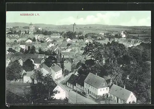 AK Auerbach i. V., Ortsansicht aus der Vogelschau