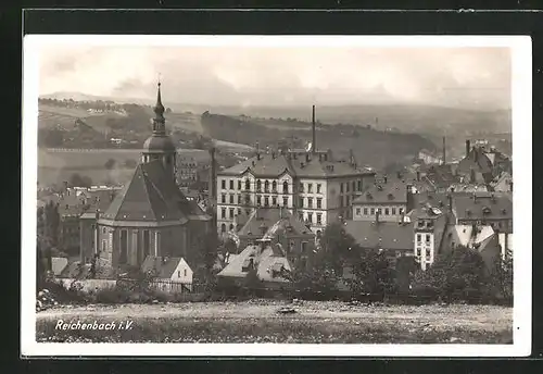 AK Reichenbach i. V., Teilansicht mit Kirche